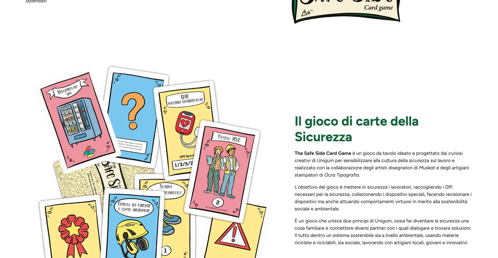The Safe Side Card Game page with illustrated playing cards and the text explaining the game.